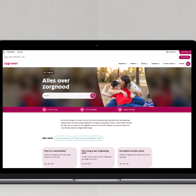 Schermafbeelding van website ouders.opgroeien.be op laptop