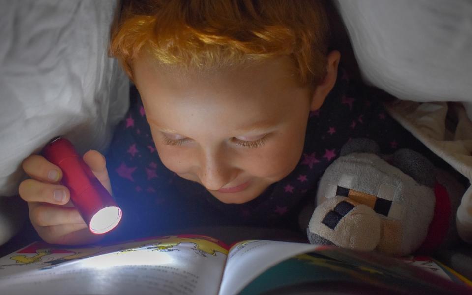 jongen leest in bed