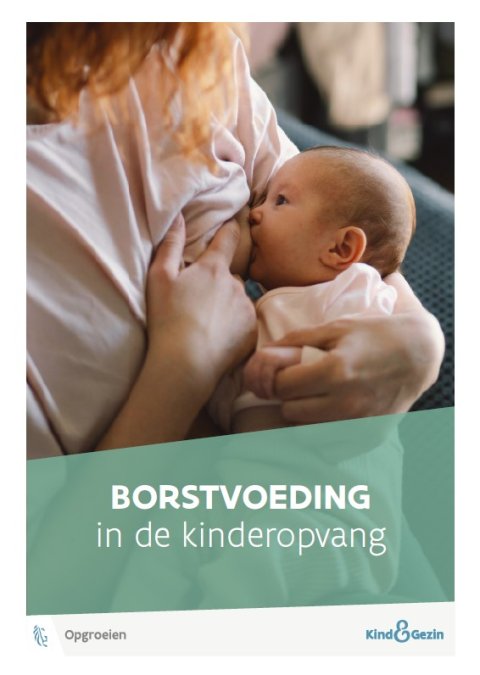 Cover van de brochure borstvoeding in de kinderopvang met foto van baby die drinkt aan de borst