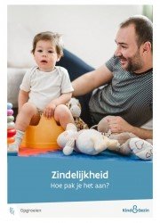 Cover brochure zindelijkheid met foto van papa met peuter op het potje