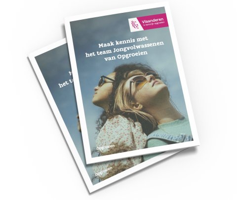 Cover folder 'Maak kennis met het team Jongvolwassenen van Opgroeien'